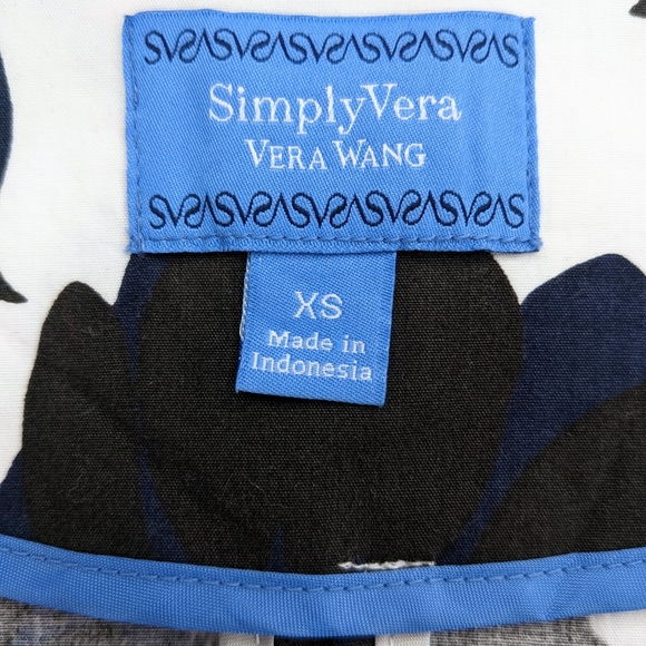 Size XS (2) Simply Vera Wang White Black Floral Formal Retro Blazer Jacket Coat - Picture 14 of 16